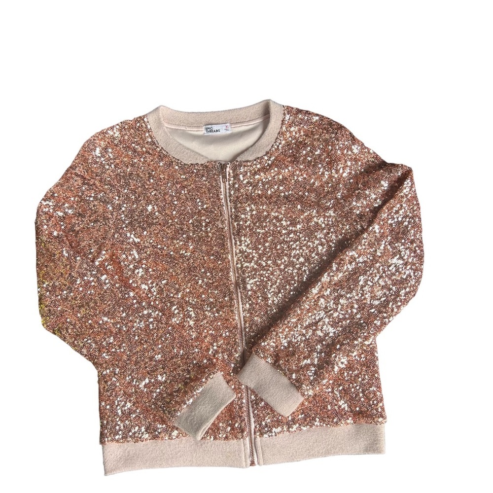 Epic Threads Gold Sequin Jacket zip up